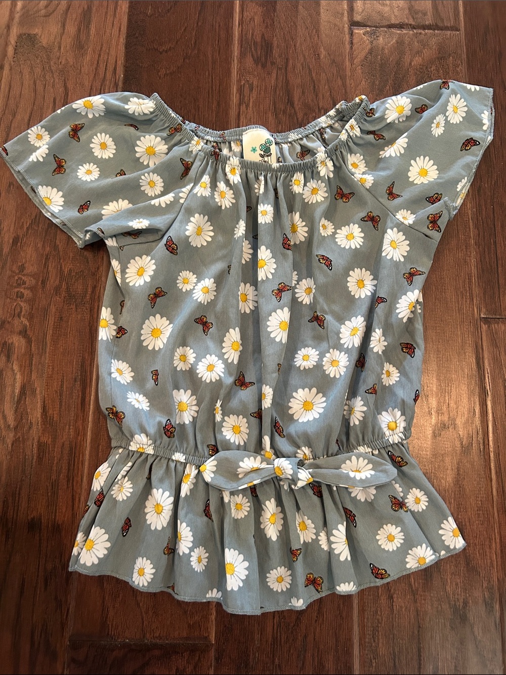 Lily Bleu Girls' Blue Daisy & Butterfly Peplum Top